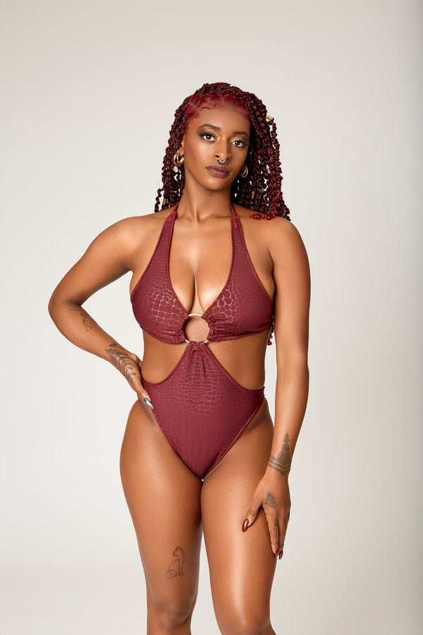 Siren Cutout One-Piece - Crimson Noir (formerly burgundy)