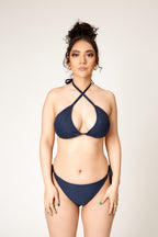 Isla Textured Bikini Bottom - Midnight depths ( formerly navy)