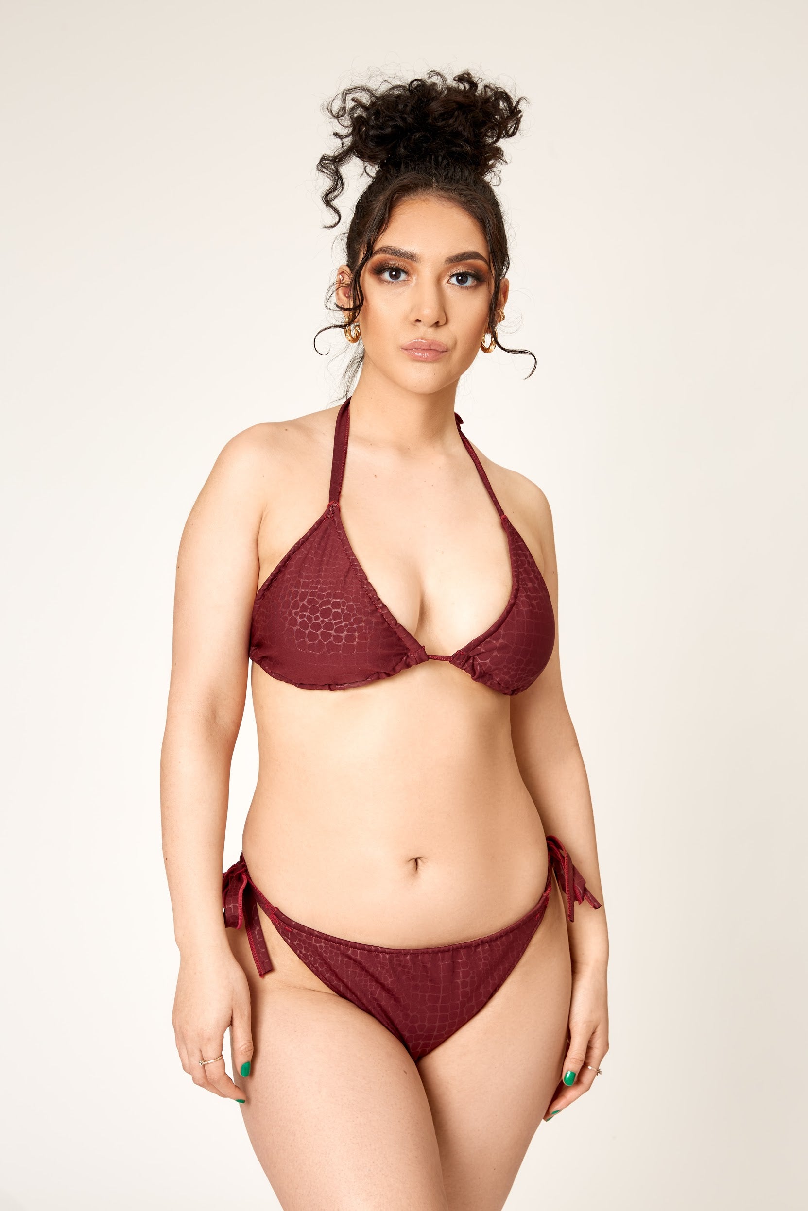 Isla Textured Bikini Bottom - Crimson Noir (formerly burgundy)