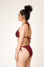 Isla Textured Bikini Top  - Crimson Noir (formerly burgundy)