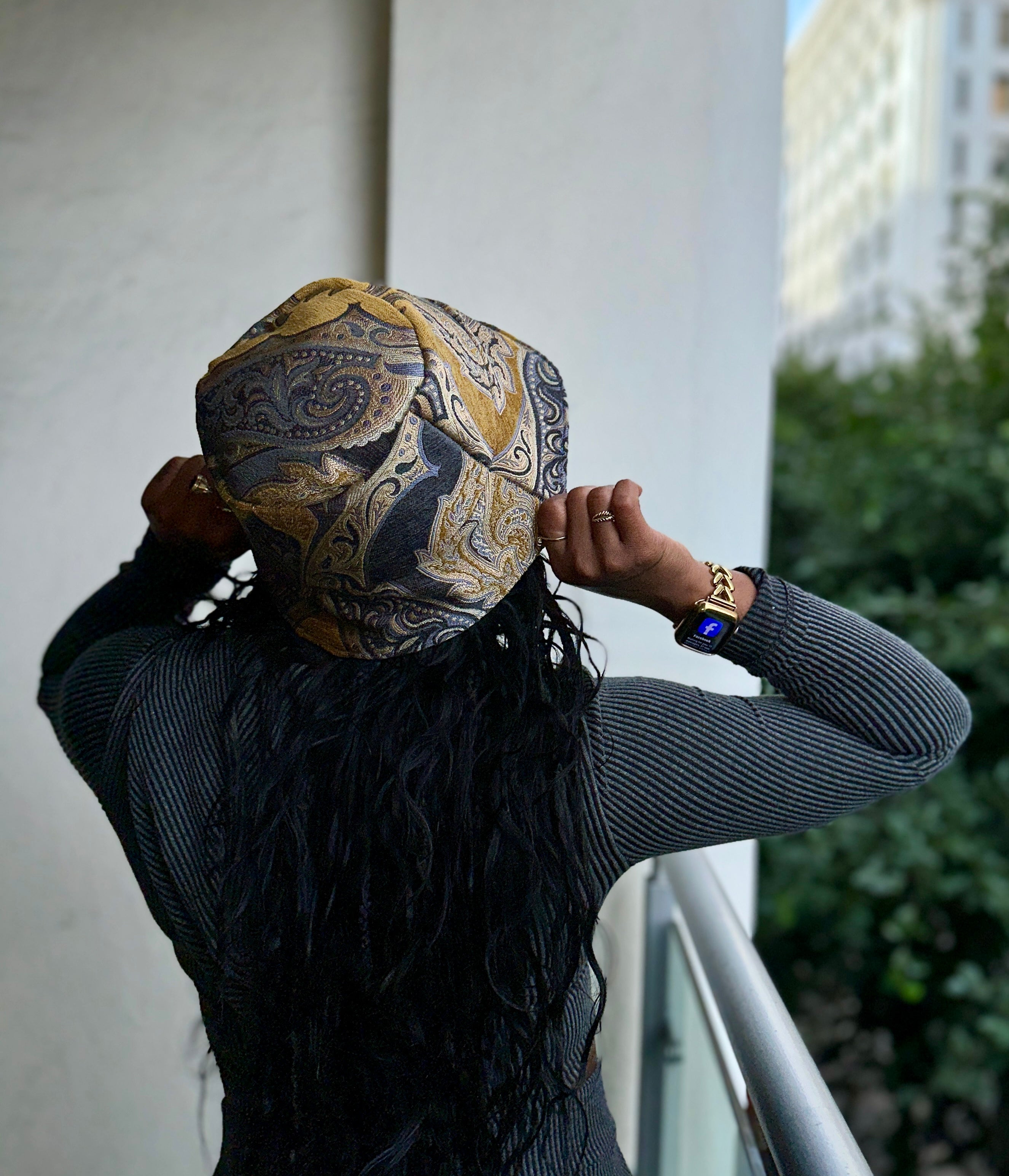 The Valencia Bucket Hat – Paisley Tapestry in Blue & Gold