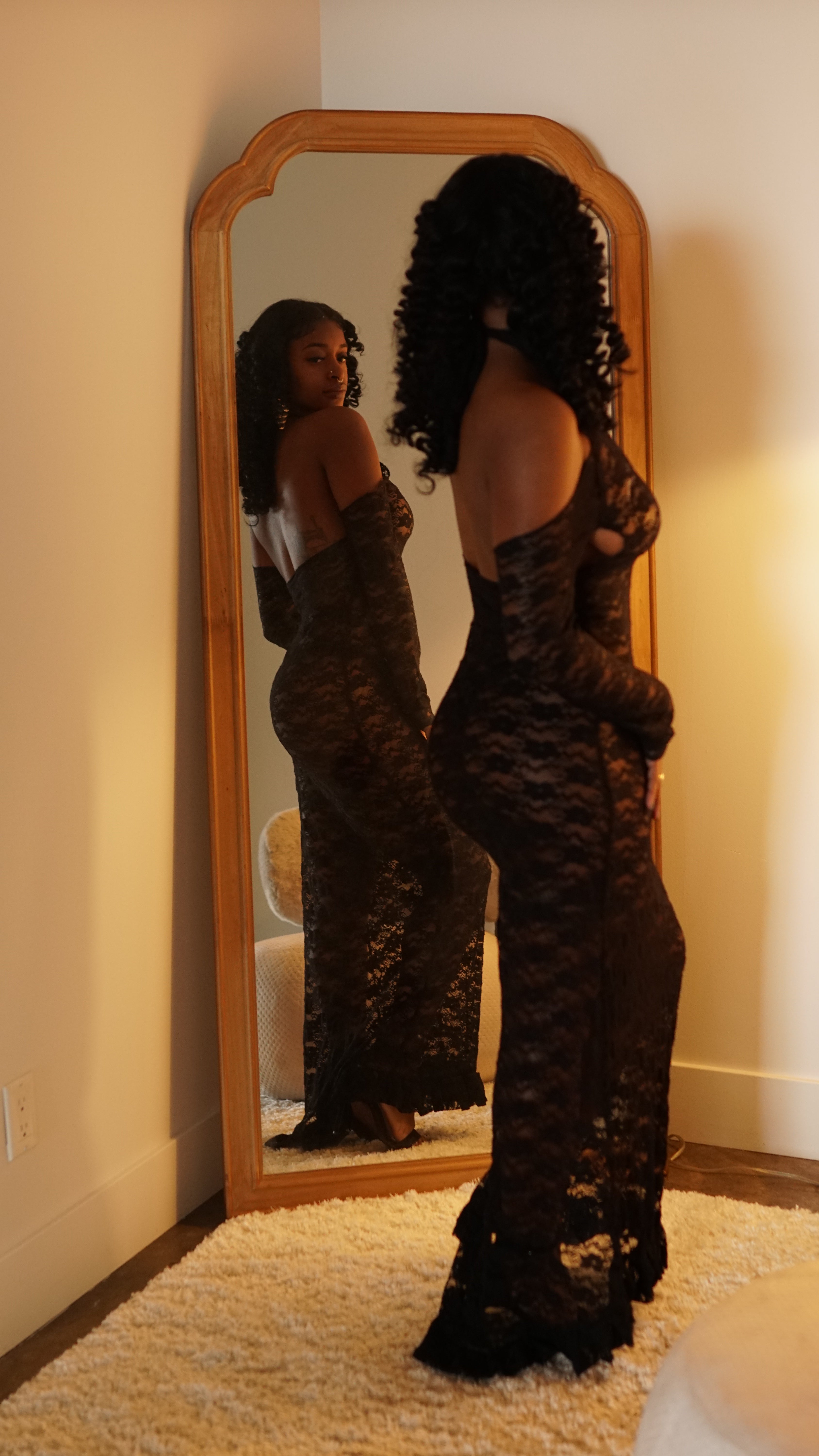 Midnight Muse Lingerie Gown - Onyx Veil (formerly black)