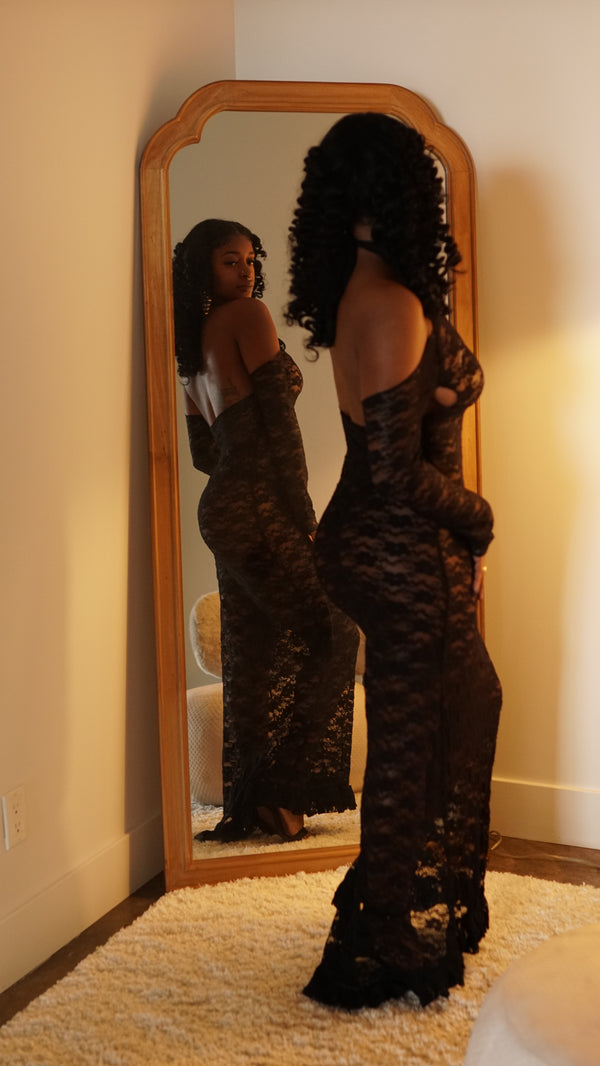 Midnight Muse Lingerie Gown - Onyx Veil (formerly black)