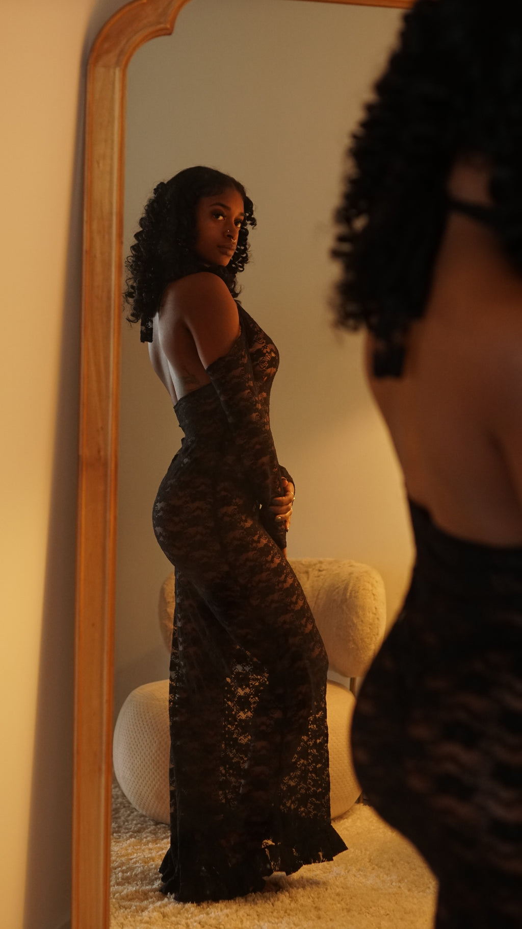 Midnight Muse Lingerie Gown - Onyx Veil (formerly black)